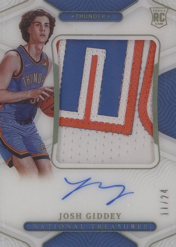 Josh Giddey 2021 National Treasures #114 Rookie Patch Auto - Gold FOTL /24 RAW