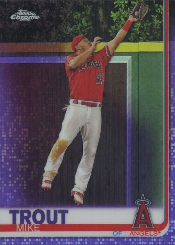 Mike Trout 2019 Topps Chrome #200 Purple Refractor /299 (Jumping) PSA 10