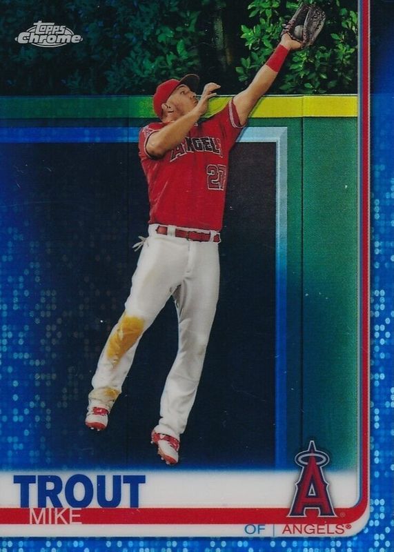 Mike Trout 2019 Topps Chrome #200 Blue Refractor /150 (Jumping) PSA 10