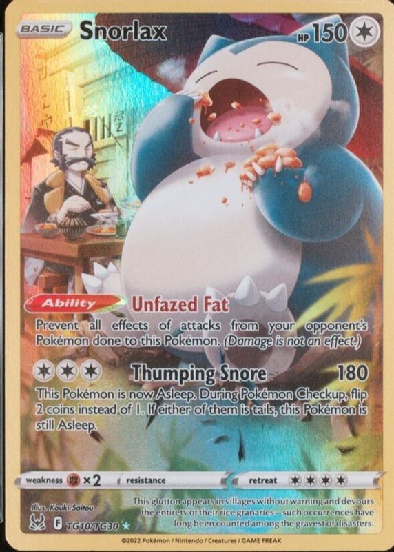 Snorlax 2022 Sword & Shield: Lost Origin #TG10/TG30 Trainer Gallery PSA 9