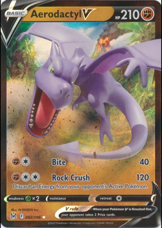 Aerodactyl V 2022 Sword & Shield: Lost Origin #092/196 Holo PSA 10