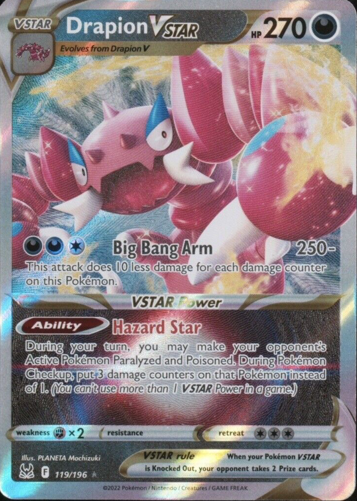 drapion vstar pokemon card value TCG - Lost Origin Full Art Holo 119/196 your opponent takes 2 Prize cards. Pokemon Trading Card Game Lost