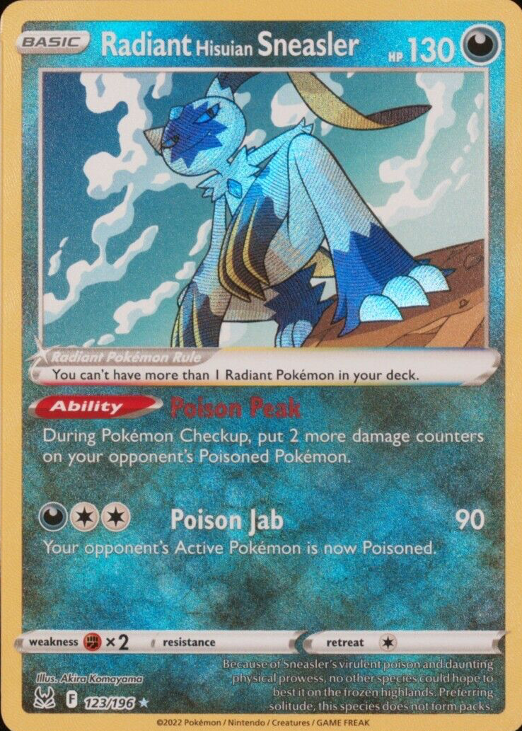 sneasler pokemon card Radiant Hisuian Sneasler 2022 Sword & Shield: Lost Origin #123/196 Holo  Price Guide