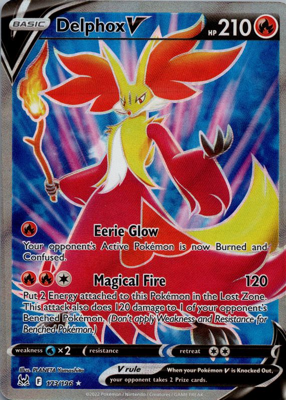 Delphox V 2022 Sword & Shield: Lost Origin #173/196 Holo (Full Art) PSA 7