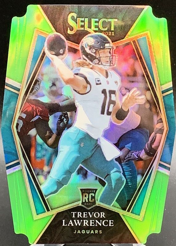 Trevor Lawrence 2021 Select #143 Premier Level Neon Green Die-Cut /349 Rookie PSA 10