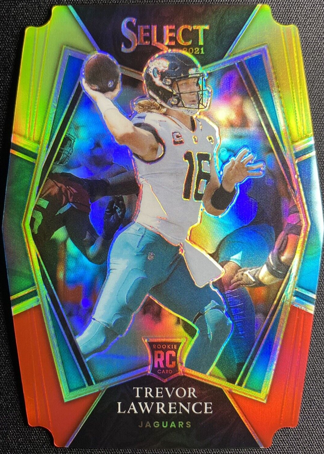 Trevor Lawrence 2021 Select #143 Premier Level Red & Yellow Die