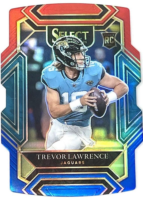 Trevor Lawrence 2021 Select #243 Club Level Red & Blue Die-Cut Rookie PSA 9