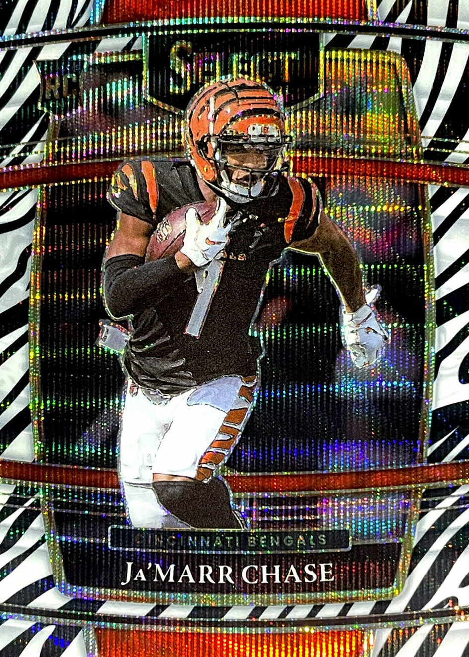 専用　新品Marine Serre Moon Diamond ジャカードベレー 2021 Donruss Optic JA'MARR CHASE Silver Holo Rated Rookie Card RC