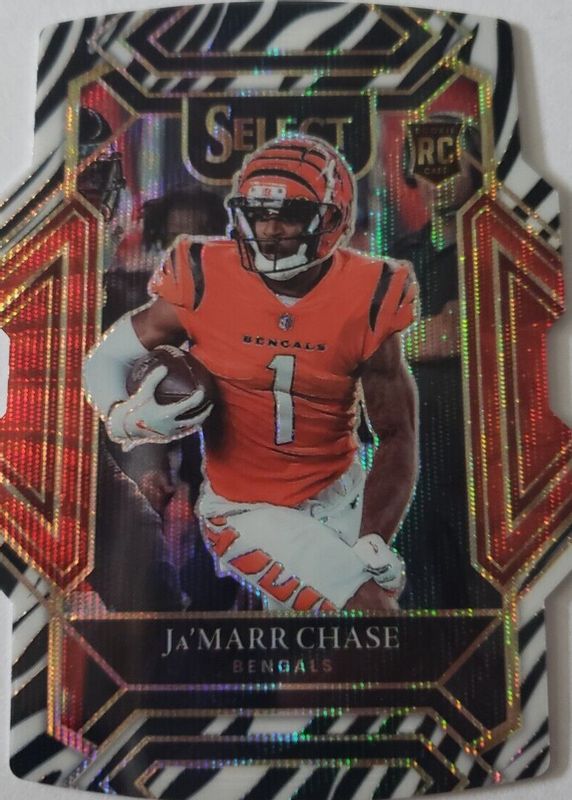 Ja'Marr Chase 2021 Select #247 Club Level Zebra Die-Cut /(SSP) Rookie BGS 9