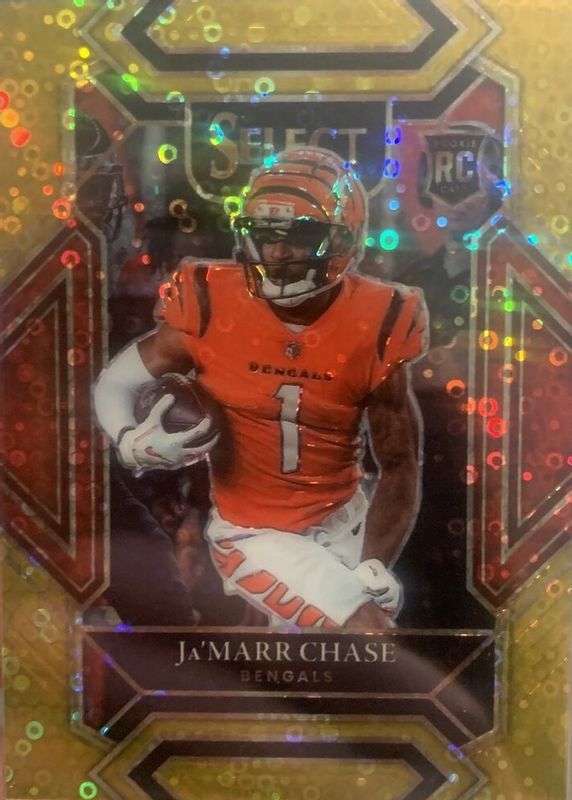 Ja'Marr Chase 2021 Select #247 Club Level Gold Disco /10 Rookie BGS 9