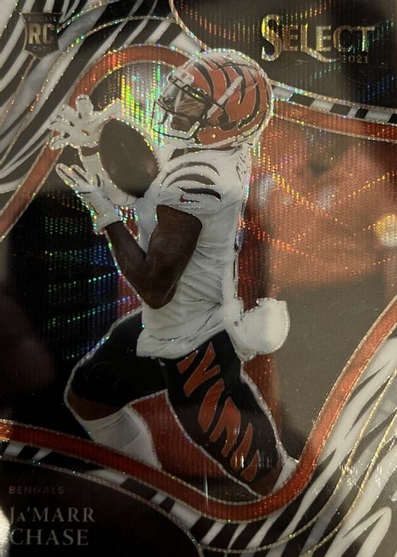 Ja'Marr Chase 2021 Select #347 Field Level Zebra /(SSP) Rookie RAW