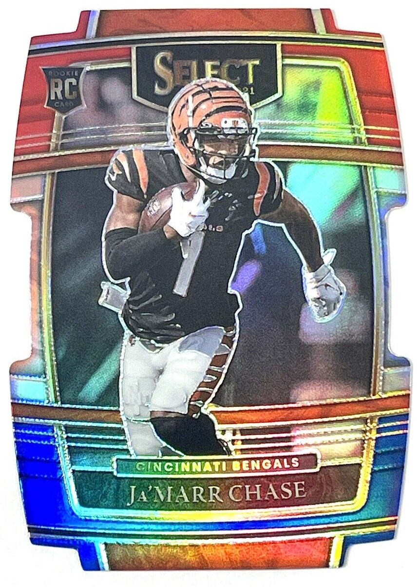 Ja'Marr Chase 2021 Select #47 Concourse Red & Blue Die-Cut Price
