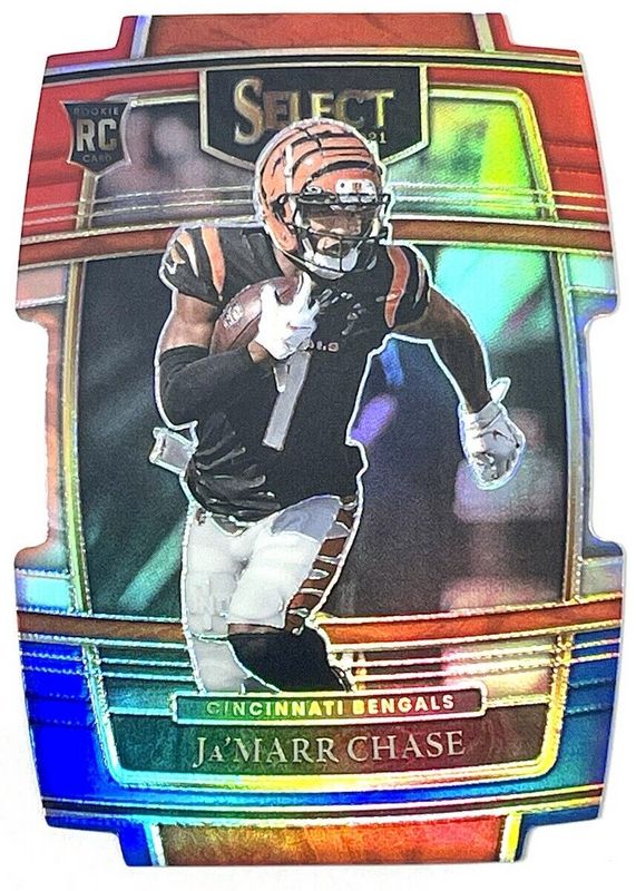 Ja'Marr Chase 2021 Select #47 Concourse Red & Blue Die-Cut Rookie SGC 9.5