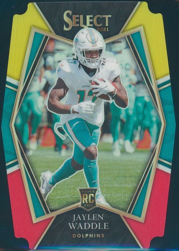 Jaylen Waddle 2021 Select #148 Premier Level Red & Yellow Die-Cut Rookie SGC 9.5