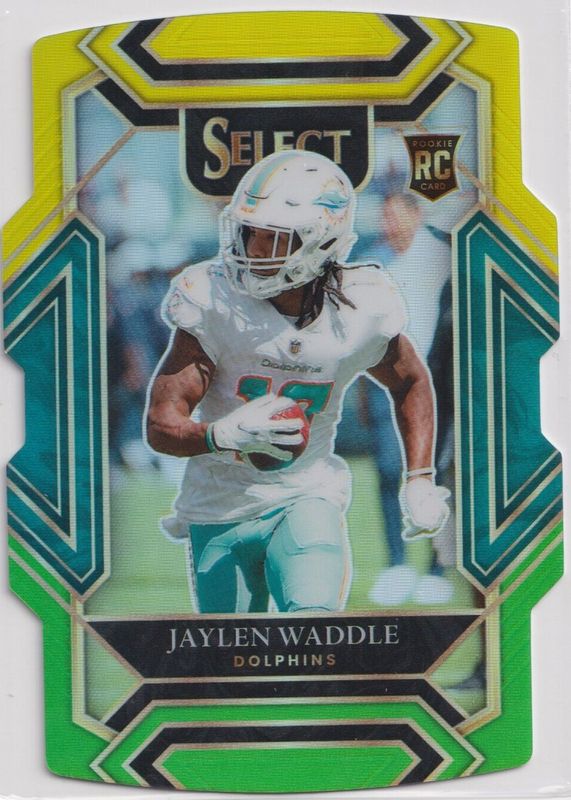 Jaylen Waddle 2021 Select #248 Club Level Green & Yellow Die-Cut Rookie PSA 10