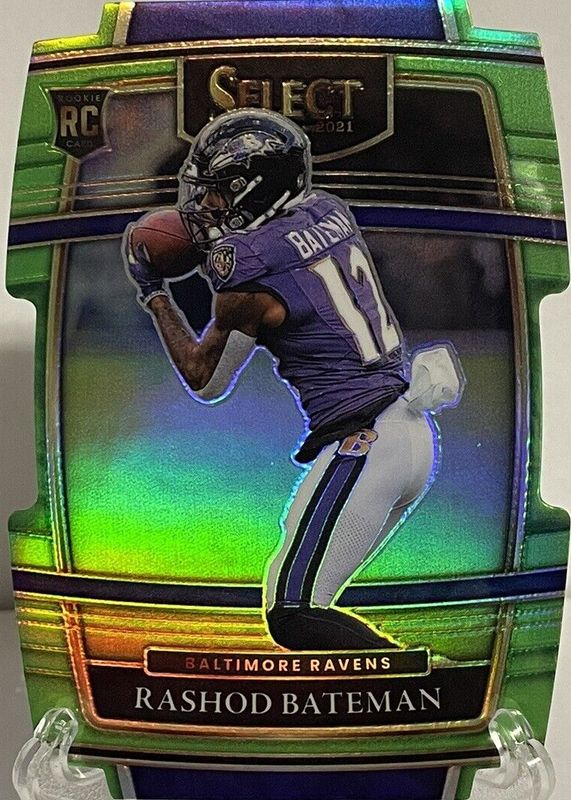 Rashod Bateman 2021 Select #55 Concourse Neon Green Die-Cut /349 Rookie RAW