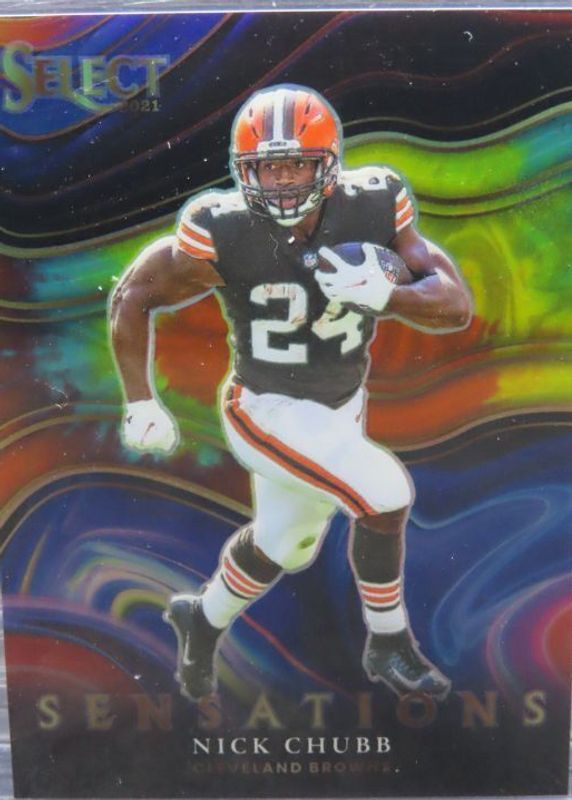 Nick Chubb 2021 Select #SEN-13 Sensations - Tie-Dye /25 RAW