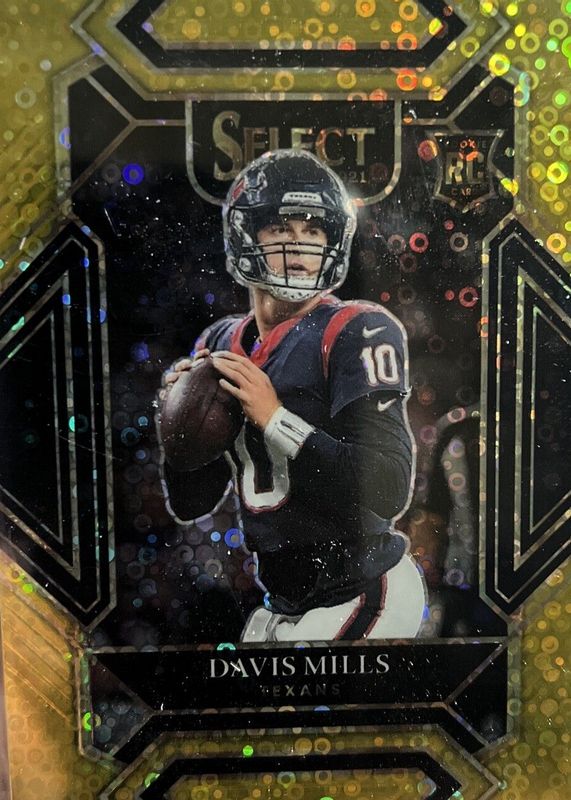 Davis Mills 2021 Select #265 Club Level Gold Disco /10 Rookie RAW