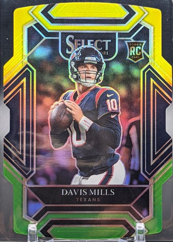 Davis Mills 2021 Select #265 Club Level Green & Yellow Die-Cut Rookie BGS 9