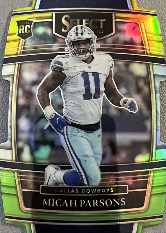 Micah Parsons 2021 Select #85 Concourse Green & Yellow Die-Cut Rookie RAW