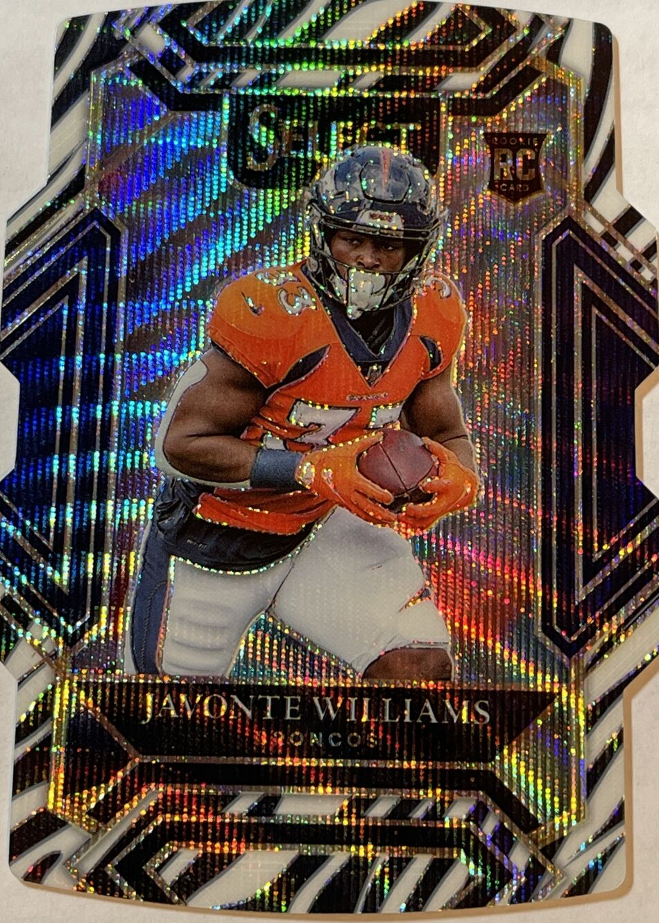 Javonte Williams 2021 Select #257 Club Level Zebra Die-Cut /(SSP