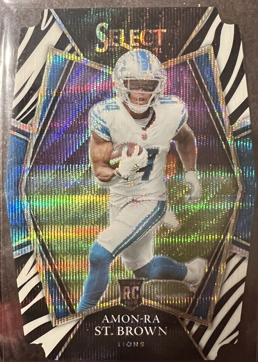 Amon-Ra St. Brown 2021 Select #173 Premier Level Zebra Die-Cut