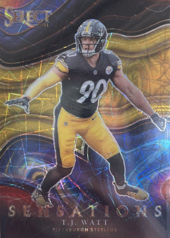 TJ Watt 2021 Select #SEN-18 Sensations - Gold /10 RAW