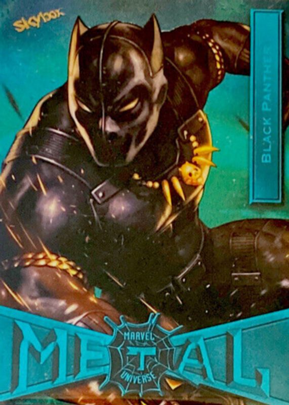 Black Panther 2021 SkyBox Marvel Metal Universe Spider-Man #11 Light FX Turquoise /50 SGC 10