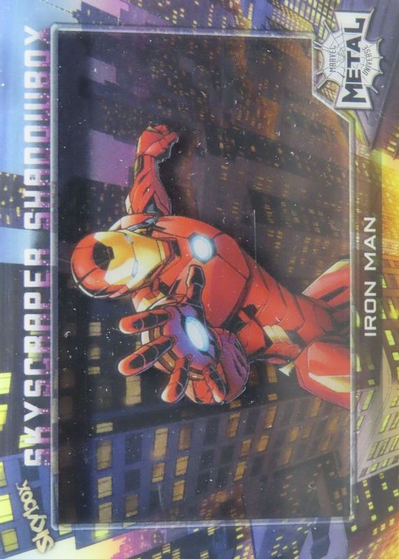 Iron Man 2021 SkyBox Marvel Metal Universe Spider-Man #SS11 Skyscraper Shadow Box RAW