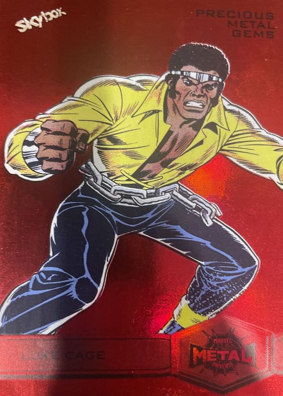 Luke Cage 2021 SkyBox Marvel Metal Universe Spider-Man #145 Precious Metal Gems Red (High Series) /90 SGC 8