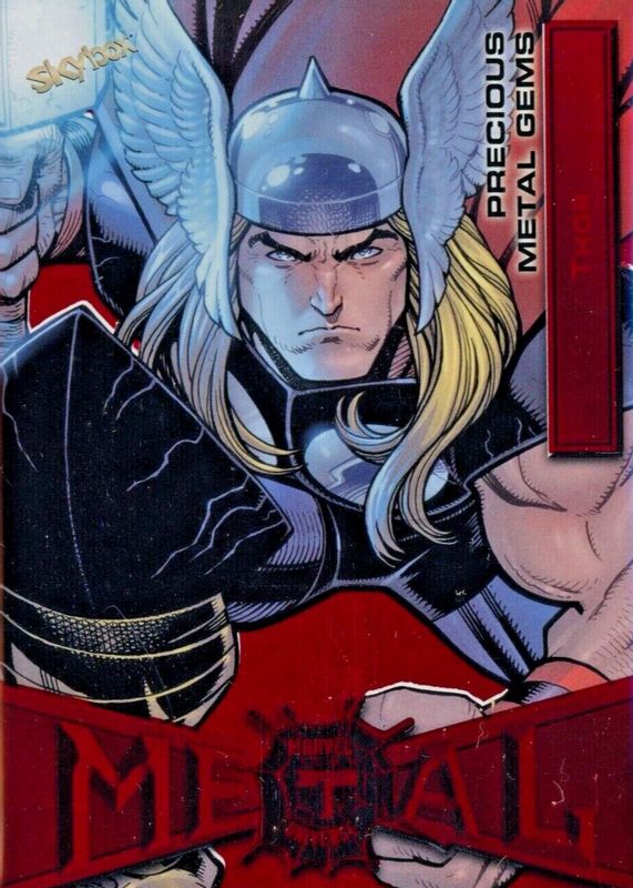 Thor 2021 SkyBox Marvel Metal Universe Spider-Man #89 Precious Metal Gems Red /90 SGC 9.5