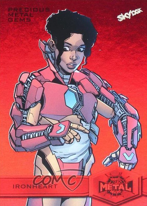 Ironheart 2021 SkyBox Marvel Metal Universe Spider-Man #138 Precious Metal Gems Red (High Series) /90 RAW