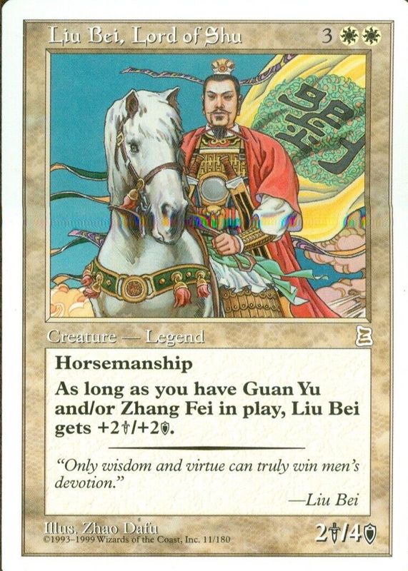 Liu Bei, Lord of Shu 1999 Portal Three Kingdoms #11 Base BGS 10 BLACK LABEL