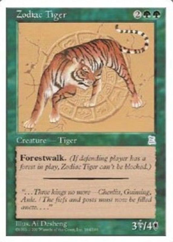 Zodiac Tiger 1999 Portal Three Kingdoms #164 Base RAW TCG (LIGHTLY PLAYED)