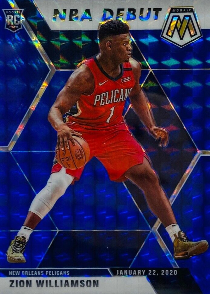 NBAカード　Zion williamson RC BLUE 99シリ Zion Williamson 2019 Mosaic #269 NBA Debut - Blue /99 Price Guide