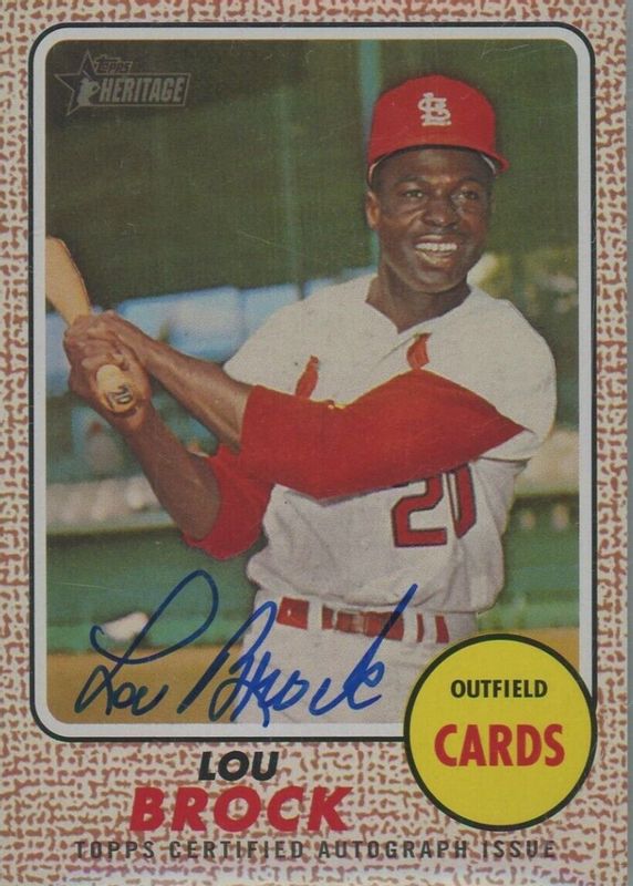 Lou Brock 2017 Topps Heritage #ROA-LBR Real One Autographs PSA 10