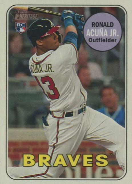 Ronald Acuna Jr. 2018 Topps Heritage #580 Photo Variation (Action 