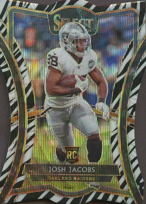 Josh Jacobs 2019 Select #151 Premier Level Zebra Die-Cut /(SSP) Rookie PSA 10