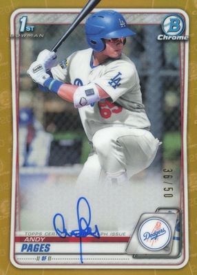 2020 Bowman #CPA-AP Chrome Prospect Auto - Gold Refractor /50 (1st)