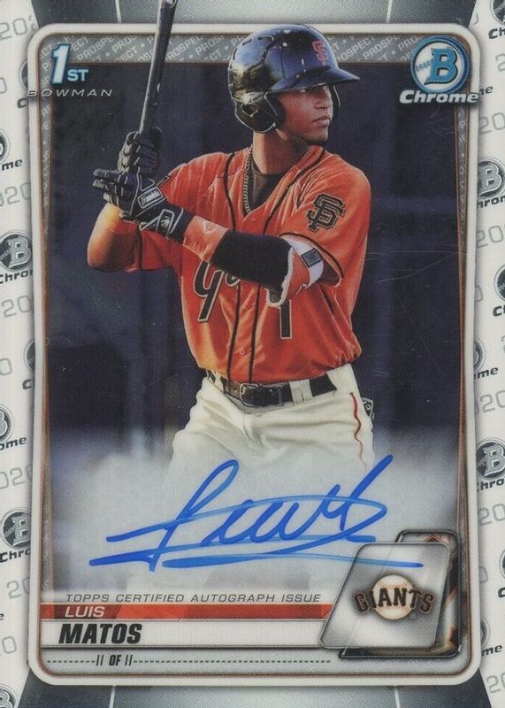 Luis Matos 2020 Bowman Chrome #CPA-LM Prospect Auto (1st) SGC 9.5