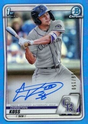 2020 Bowman Chrome #CPA-CK Prospect Auto - Blue Refractor /150 (1st)