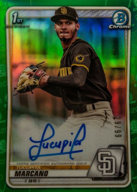 Tucupita Marcano 2020 Bowman Chrome #CPA-TM Prospect Auto - Green Refractor /99 (1st) RAW