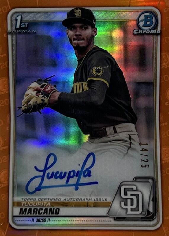 Tucupita Marcano 2020 Bowman Chrome #CPA-TM Prospect Auto - Orange Refractor /25 (1st) RAW