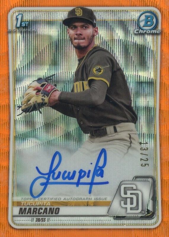 Tucupita Marcano 2020 Bowman Chrome #CPA-TM Prospect Auto - Orange Wave Refractor /25 (1st) RAW