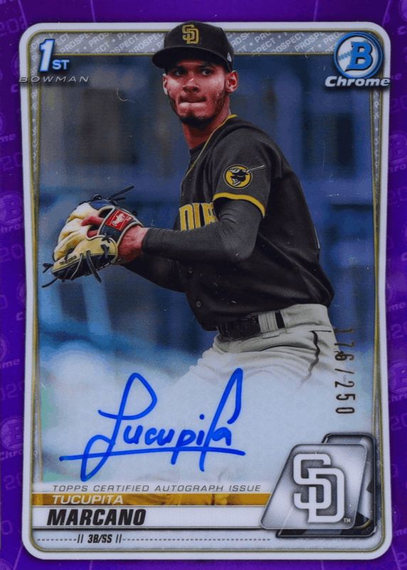 Tucupita Marcano 2020 Bowman Chrome #CPA-TM Prospect Auto - Purple Refractor /250 (1st) RAW