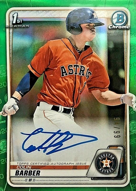 2020 Bowman Chrome #CPA-CBA Prospect Auto - Green Refractor /99 (1st)