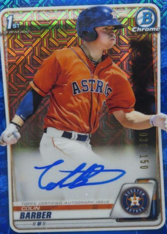 Colin Barber 2020 Bowman Chrome #CPA-CBA Prospect Auto - Choice Refractor /150 (1st) RAW