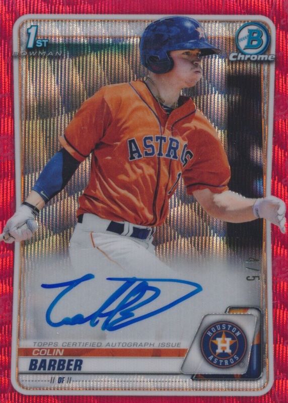 2020 Bowman Chrome #CPA-CBA Prospect Auto - Red Wave Refractor /5 (1st)