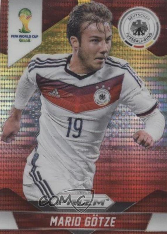 Mario Gotze 2014 Prizm World Cup #89 Yellow & Red Pulsar RAW