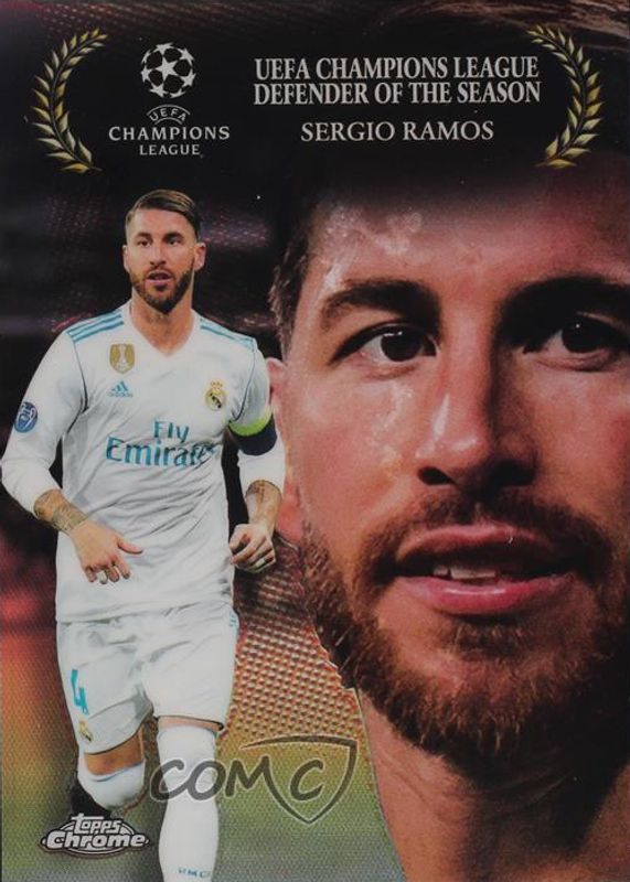 Sergio Ramos 2017 Topps Chrome UEFA Champions League #AW-SR Award Winners PSA 8